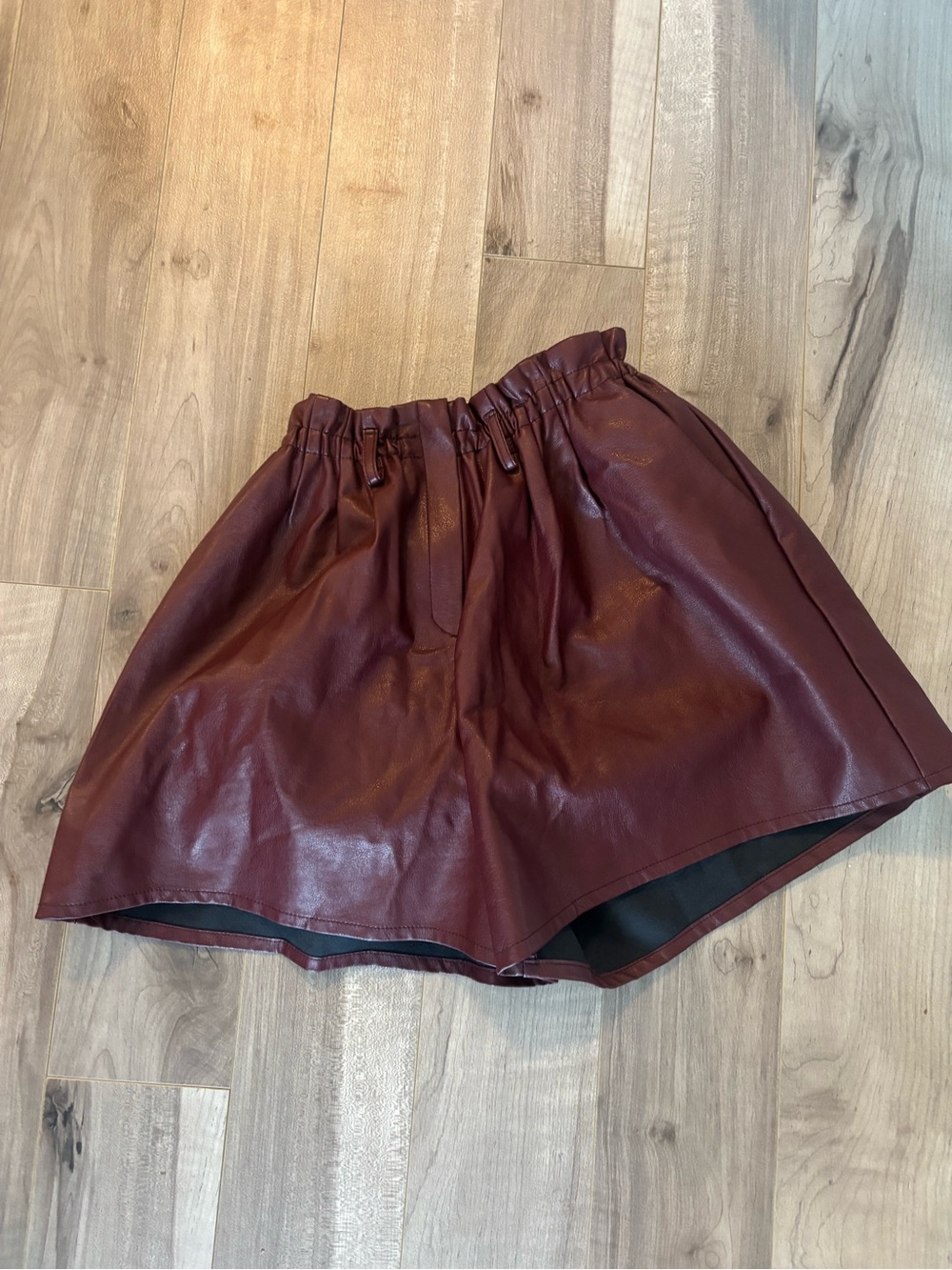 OAK + FORT Wine Faux Leather High-Waist Shorts